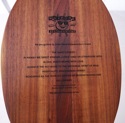 Duke's Creed engraved on the koa paddle