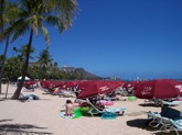 Beach Area by Hilton Hawaiian Village Waikiki Beach Resort with Diamond Head in the back.