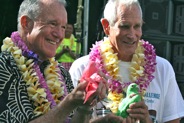 State Senator Fred Hemmings and Nainoa Thompson, both 2012 Honorees give their Aloha to WCC
