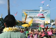 The colorful pigeon release opened the 2012 Duke's Waterman Challenge